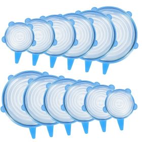 12 Pack Silicone Stretch Lids 6 Sizes BPA-free Silicone Lids Reusable Expandable Silicon Seal Cover Set Durable Flexible Food Storage Covers for Bowls (Option: 12PcsWrapCoverBlue)