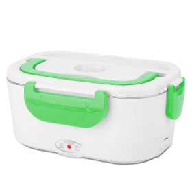Electric Heating Lunch Box Food Heater Container Travel Thermal Bento Box Portable Food Warmer w/ 2 Removable Compartments 1 Free Spoon 1L (Option: FoodHeaterGreen)