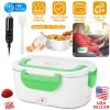 Electric Heating Lunch Box Food Heater Container Travel Thermal Bento Box Portable Food Warmer w/ 2 Removable Compartments 1 Free Spoon 1L